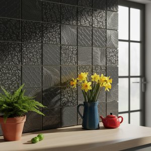 Blossom Black Glass Tiles